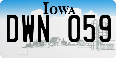 IA license plate DWN059