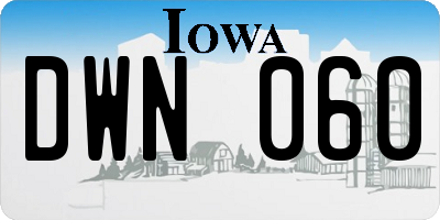 IA license plate DWN060