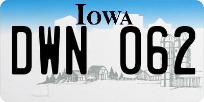 IA license plate DWN062