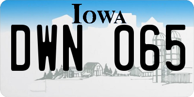 IA license plate DWN065