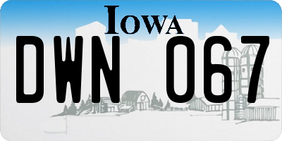 IA license plate DWN067