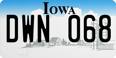 IA license plate DWN068