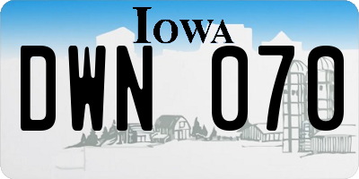IA license plate DWN070