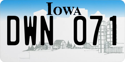 IA license plate DWN071