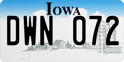 IA license plate DWN072