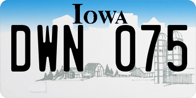 IA license plate DWN075