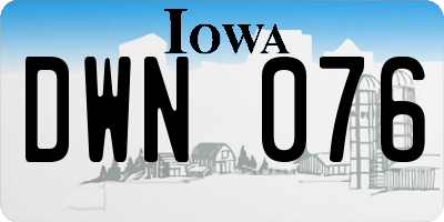 IA license plate DWN076