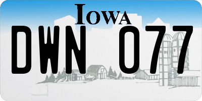 IA license plate DWN077