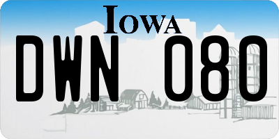 IA license plate DWN080