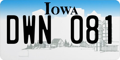 IA license plate DWN081