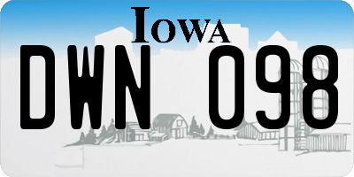 IA license plate DWN098