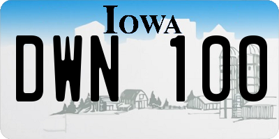 IA license plate DWN100