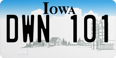 IA license plate DWN101