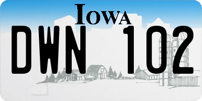 IA license plate DWN102
