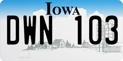 IA license plate DWN103