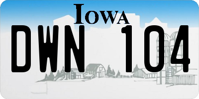IA license plate DWN104