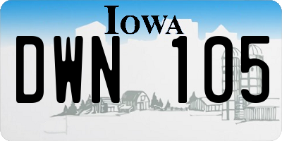 IA license plate DWN105