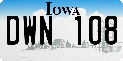 IA license plate DWN108