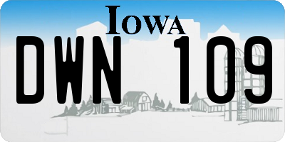 IA license plate DWN109