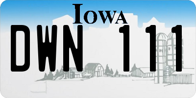 IA license plate DWN111