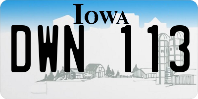 IA license plate DWN113