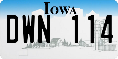 IA license plate DWN114