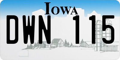 IA license plate DWN115