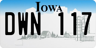 IA license plate DWN117