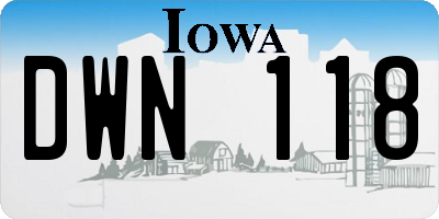 IA license plate DWN118