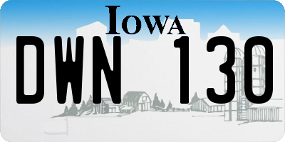IA license plate DWN130