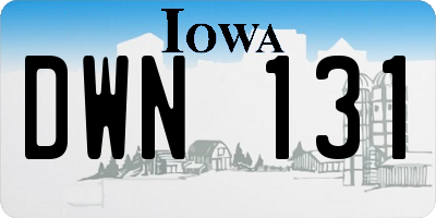 IA license plate DWN131