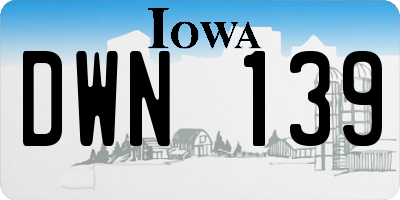 IA license plate DWN139