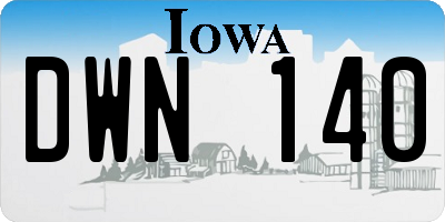 IA license plate DWN140