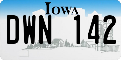 IA license plate DWN142