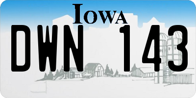 IA license plate DWN143