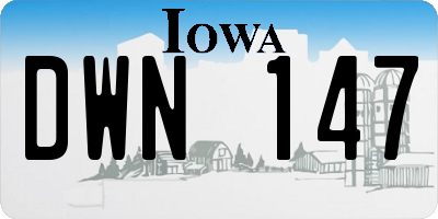 IA license plate DWN147
