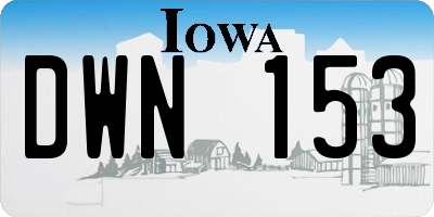 IA license plate DWN153