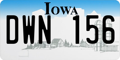 IA license plate DWN156