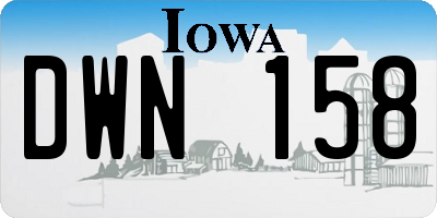 IA license plate DWN158