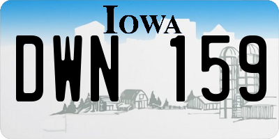 IA license plate DWN159