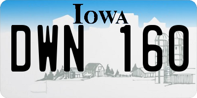 IA license plate DWN160