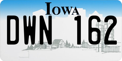 IA license plate DWN162