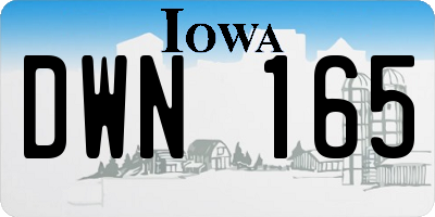 IA license plate DWN165