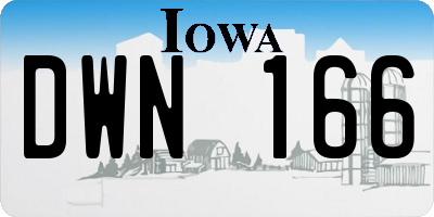 IA license plate DWN166