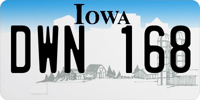 IA license plate DWN168