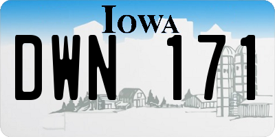 IA license plate DWN171