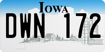 IA license plate DWN172
