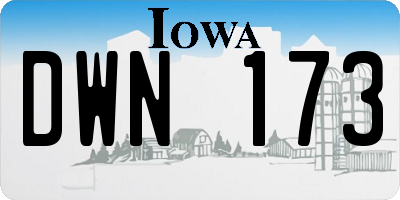 IA license plate DWN173