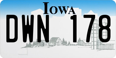 IA license plate DWN178