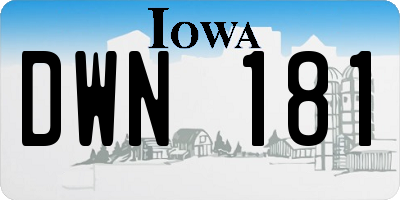 IA license plate DWN181